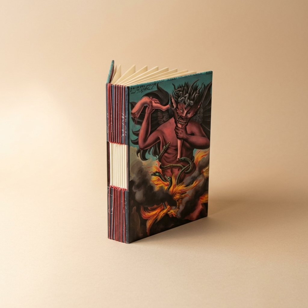 Libreta Demonio con costura ojal, vista lateral